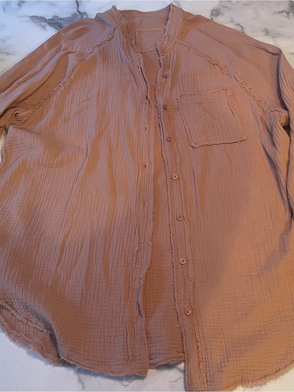 aerie Dusty Mauve Gauze Button-Down Shirt
